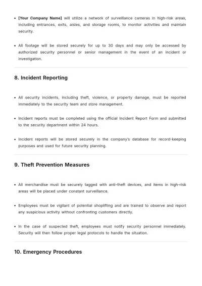 Free Retail Security Policy Template to Edit Online