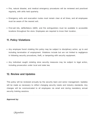 Free Retail Security Policy Template to Edit Online