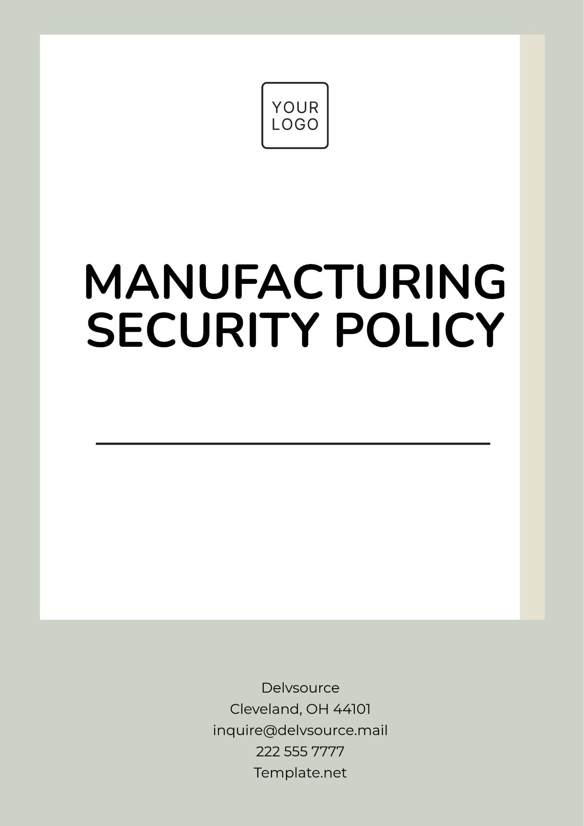 Manufacturing Security Policy Template - Edit Online & Download