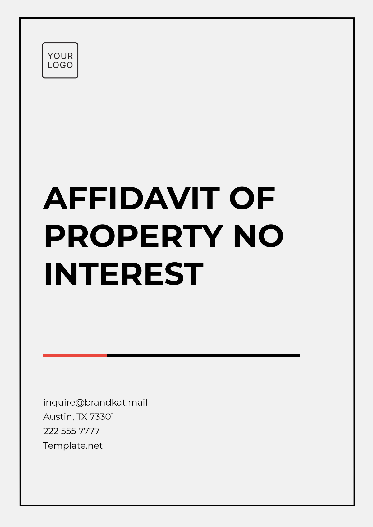 Affidavit of Property No Interest Template - Edit Online & Download