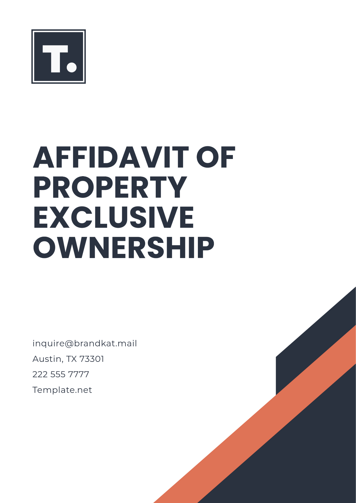 Affidavit of Property Exclusive Ownership Template - Edit Online & Download