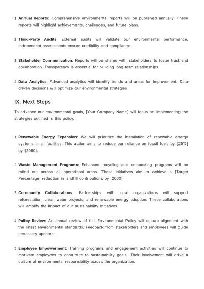 Free Climate Change Environmental Policy Template to Edit Online