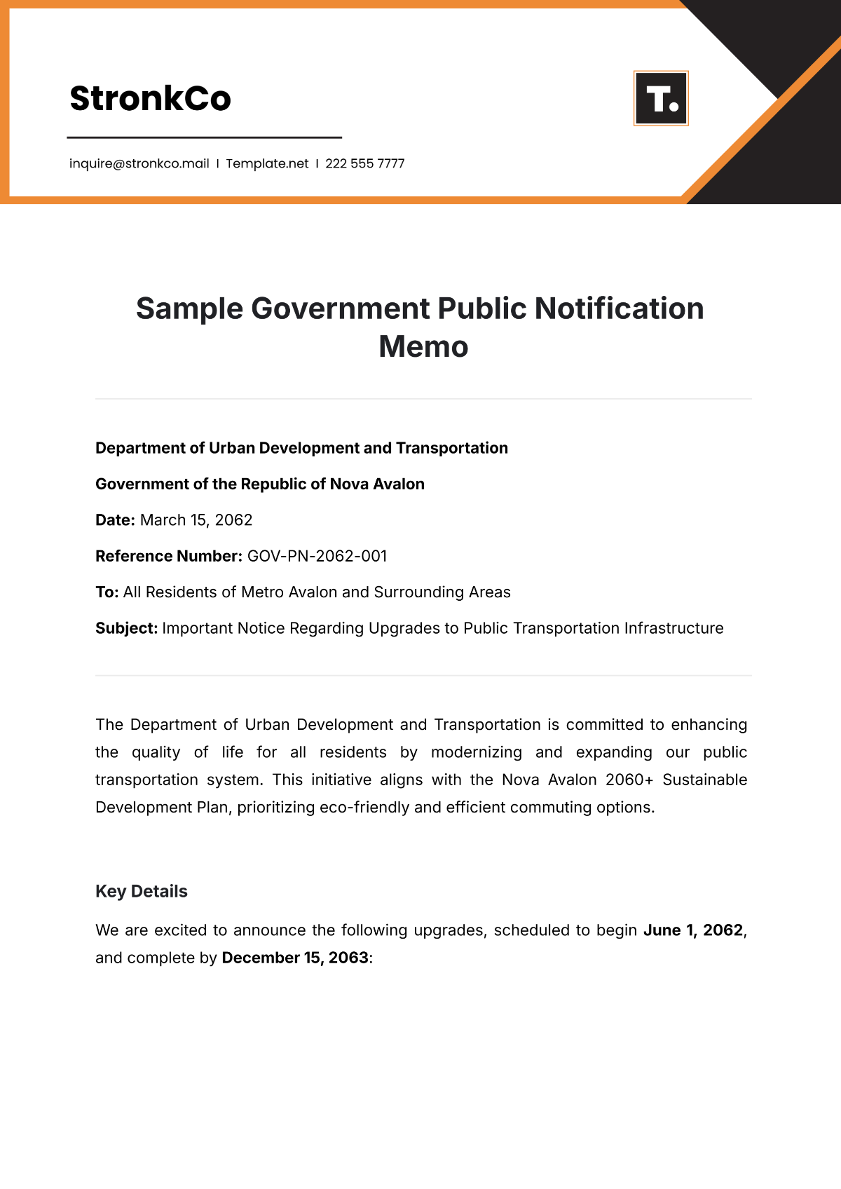 Sample Government Public Notification Memo Template - Edit Online & Download