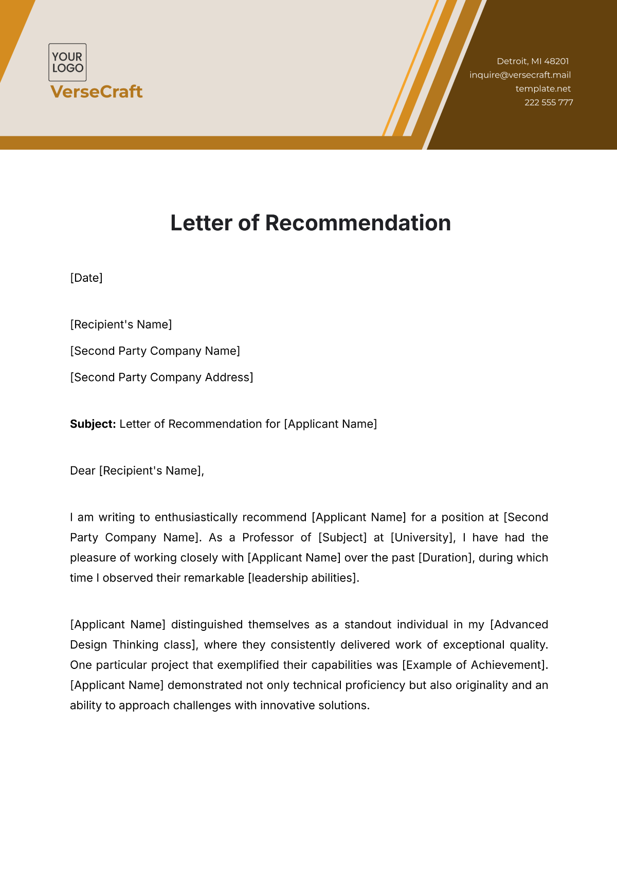 Letter of Recommendation Template - Edit Online & Download