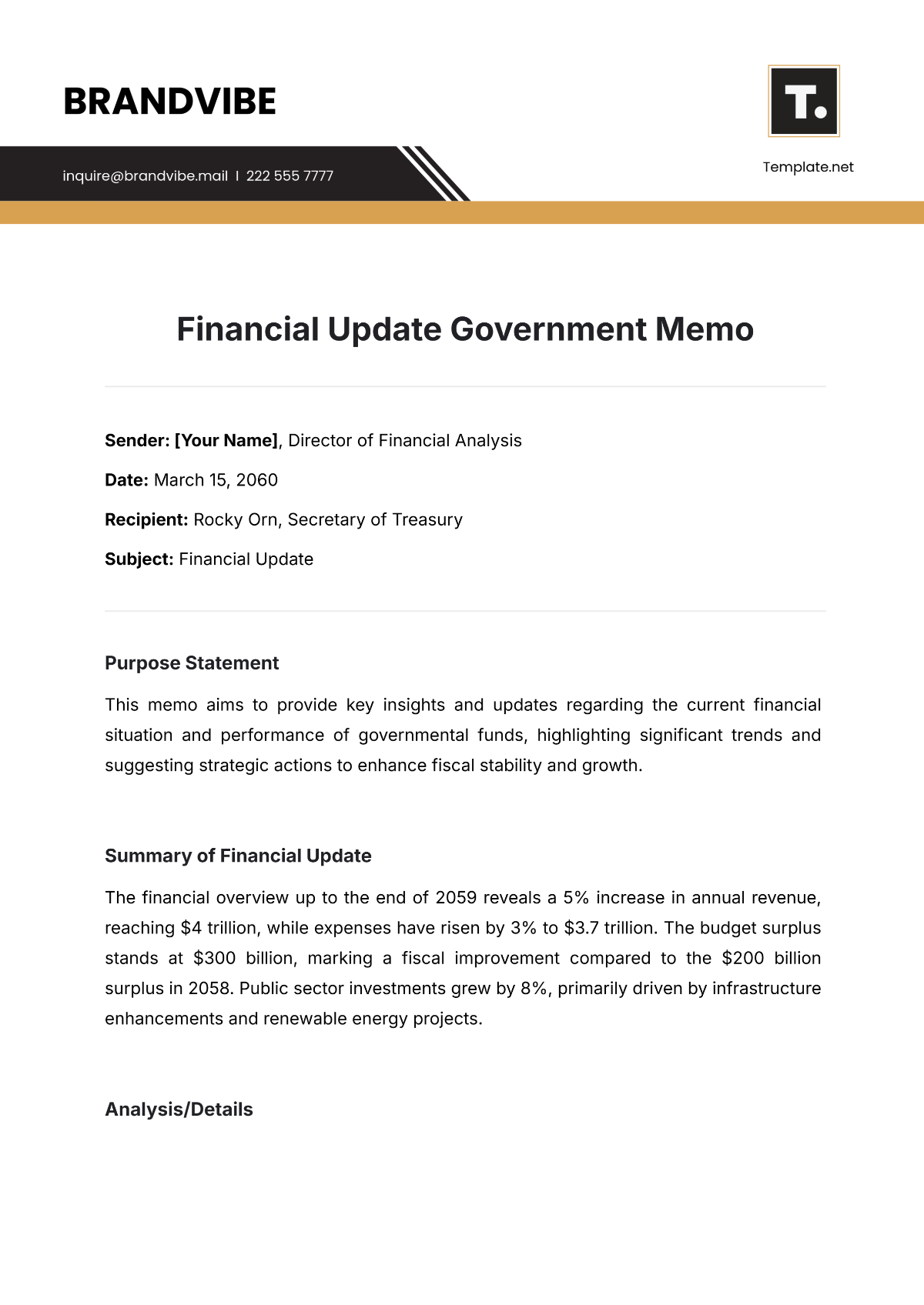 Financial Update Government Memo Template - Edit Online & Download