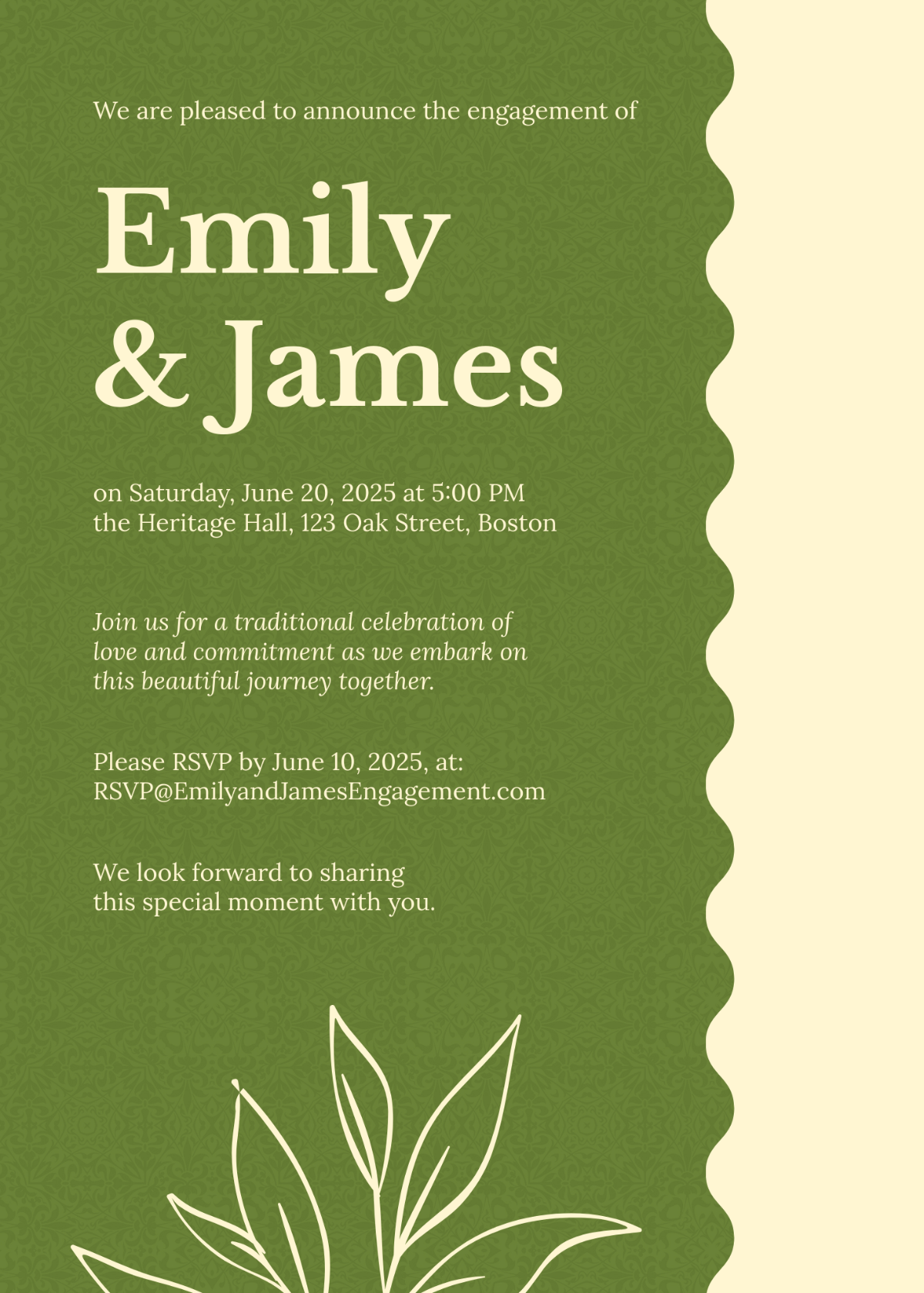 Traditional Engagement Invitation Template - Edit Online & Download