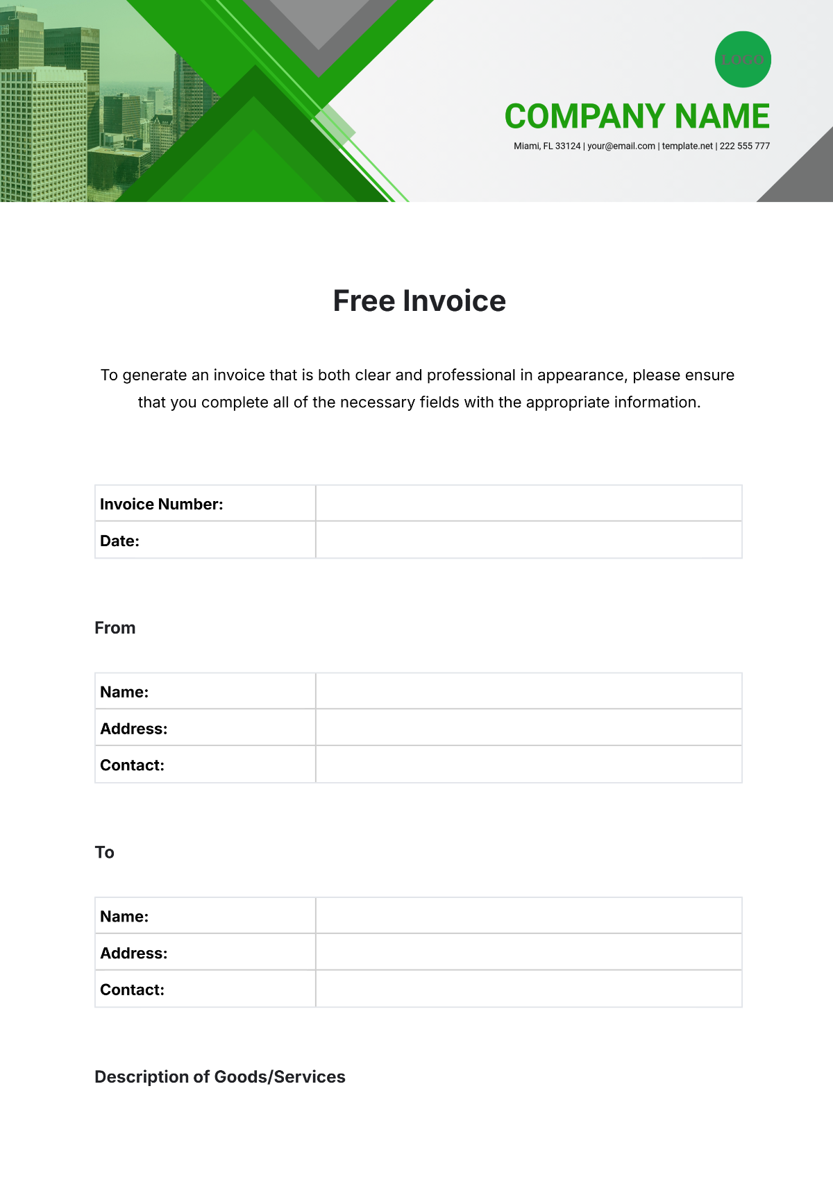 Free Invoice Template - Edit Online & Download