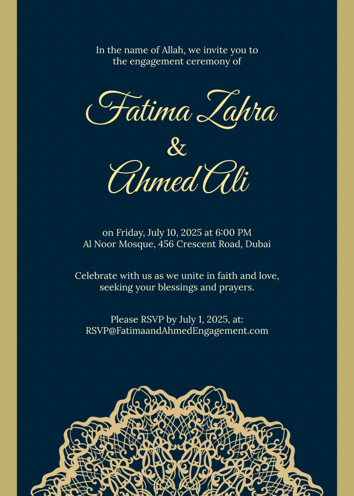 Muslim Engagement Invitation Template - Edit Online & Download