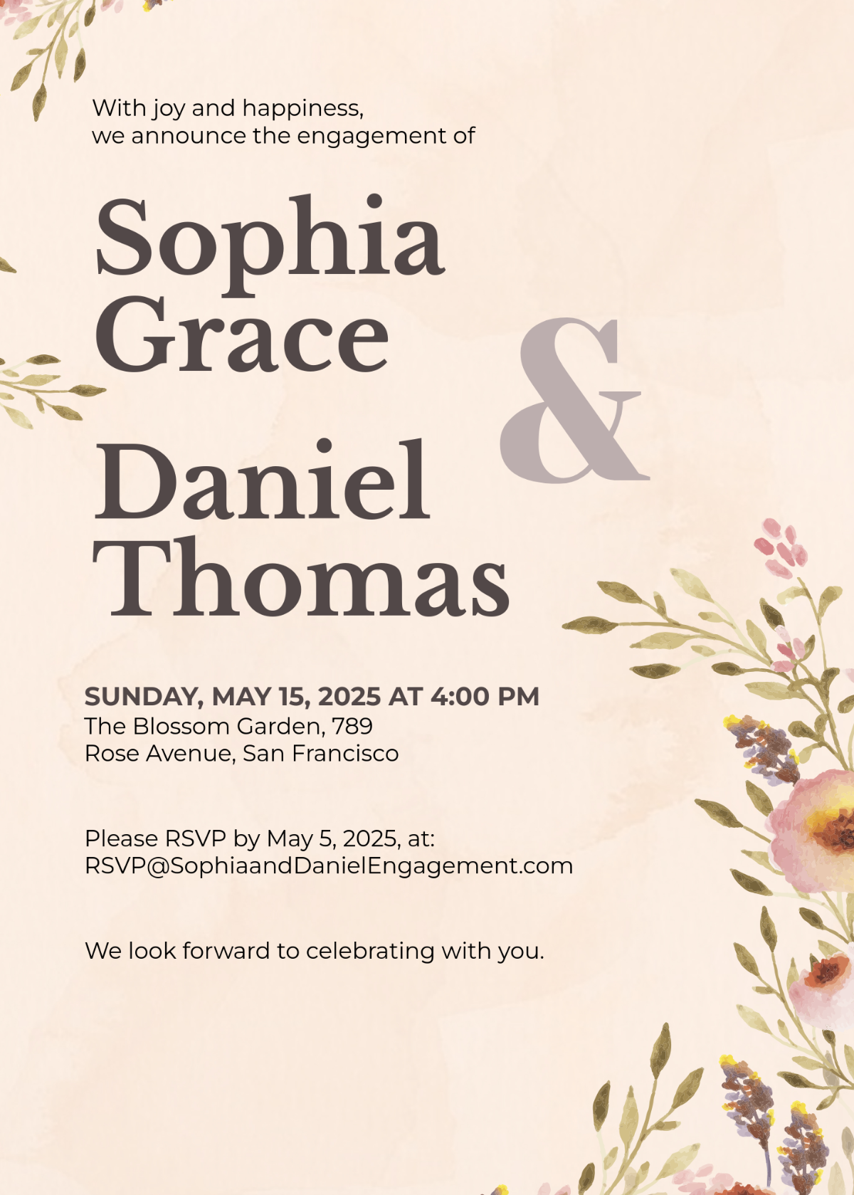 Floral Engagement Invitation Template - Edit Online & Download