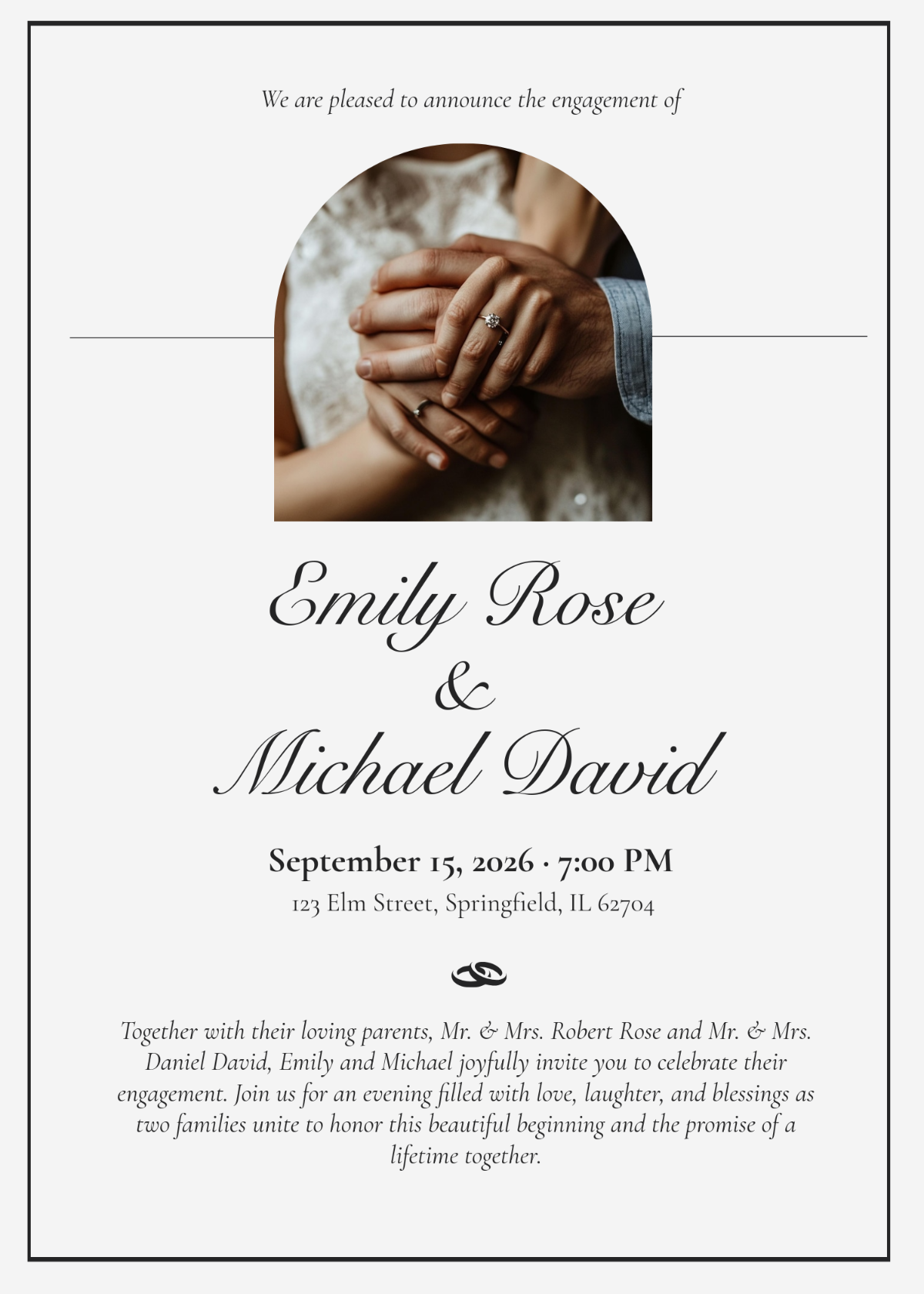 Free Engagement Invitation with Parent Name Template to Edit Online