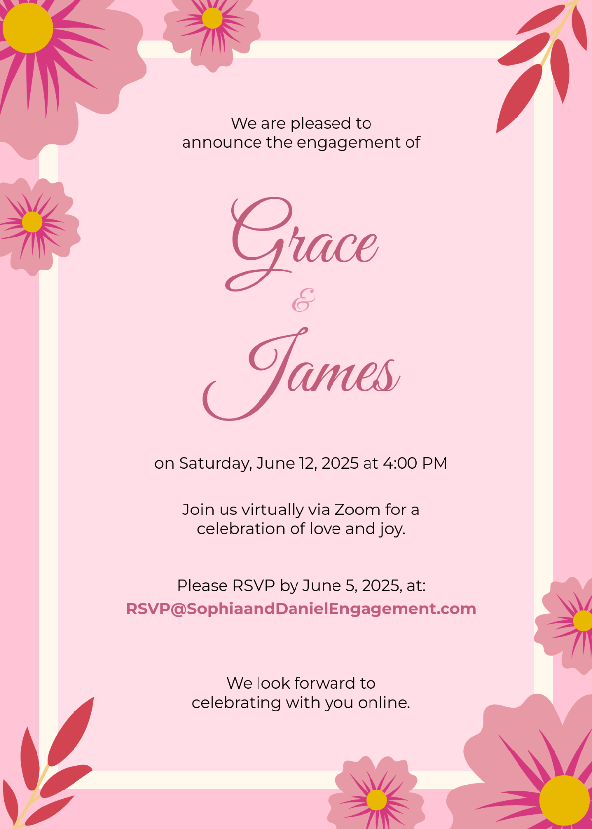 Digital Engagement Invitation Template - Edit Online & Download