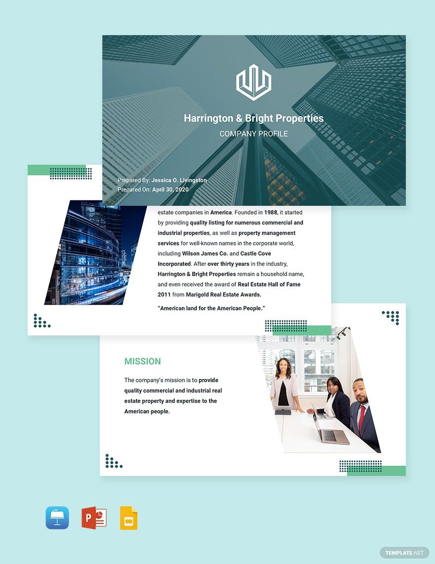  Real Estate Company Profile Template Download In PowerPoint Google 