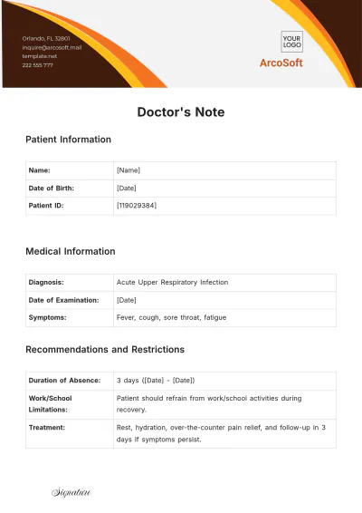 Free Doctor's Note Template to Edit Online