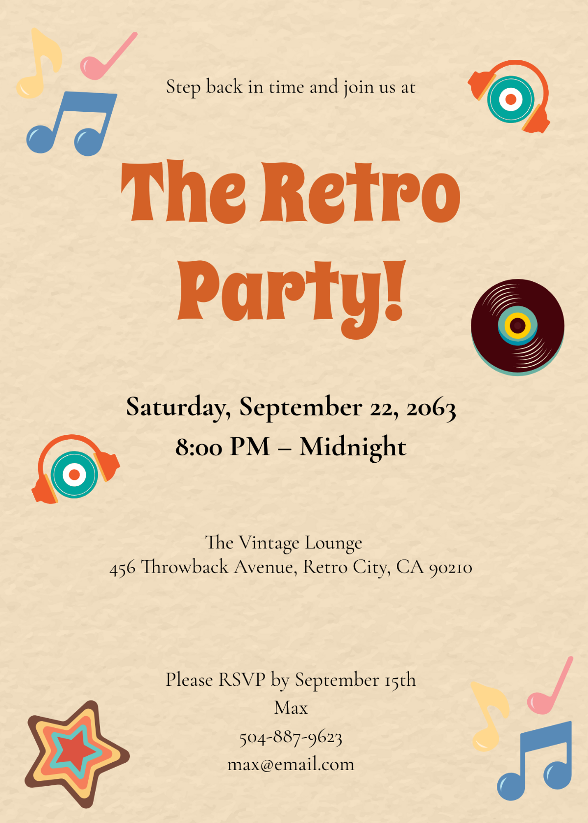 Free Retro Party Invitation Template - Edit Online & Download