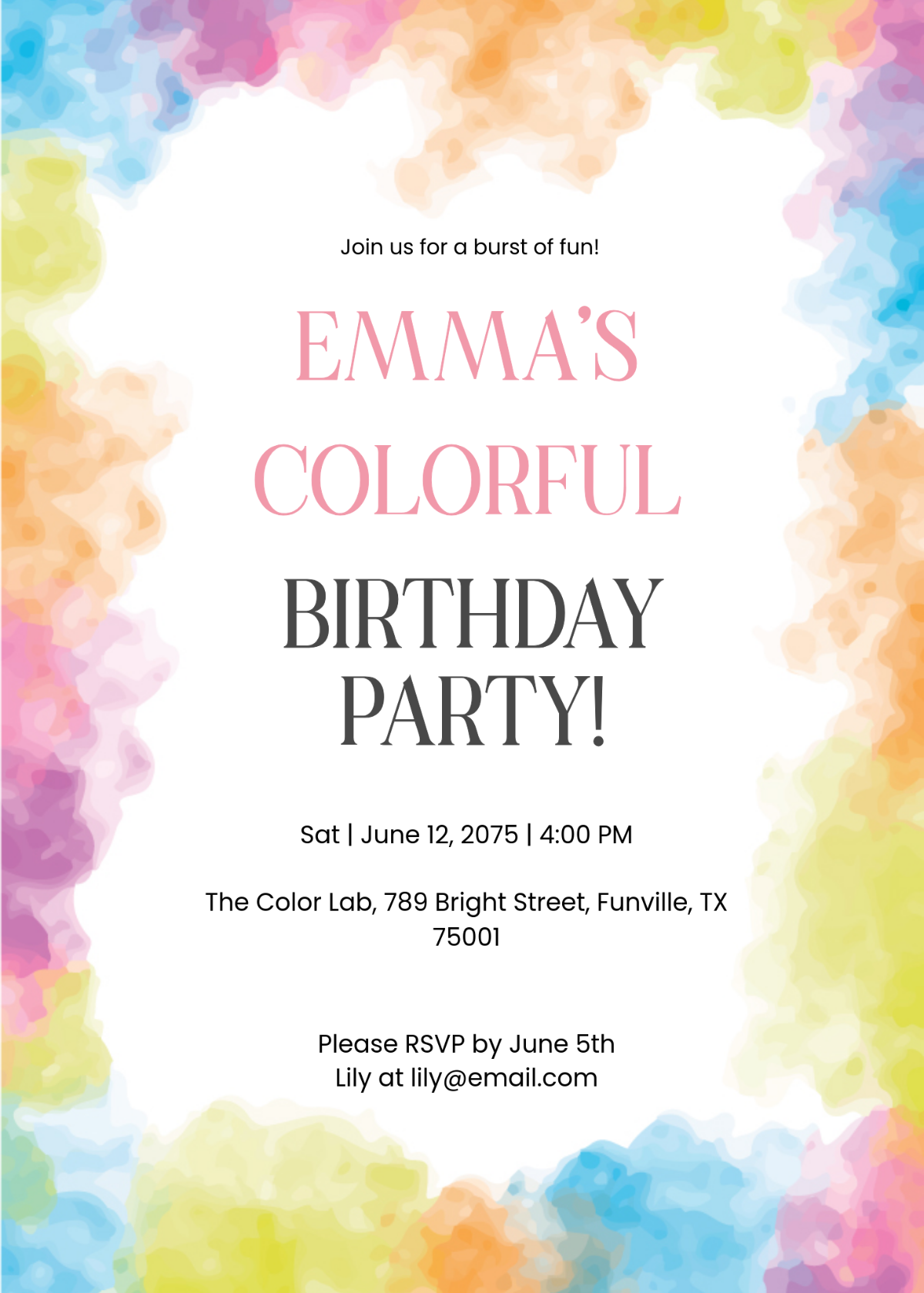 Free Colorful Party Invitation Template - Edit Online & Download