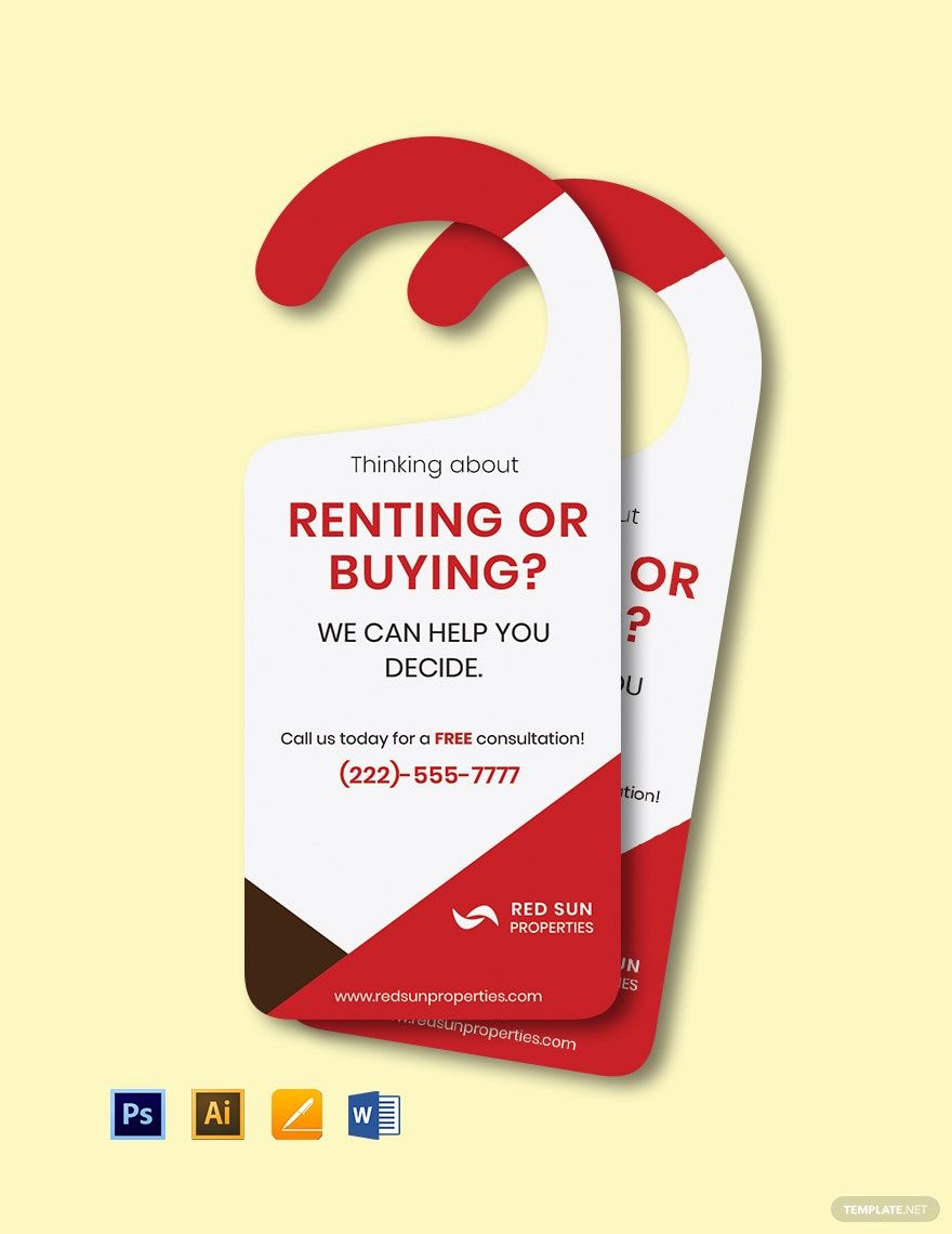 Rent or Buy Door Hanger Template in Word, Illustrator, PSD, Apple Pages