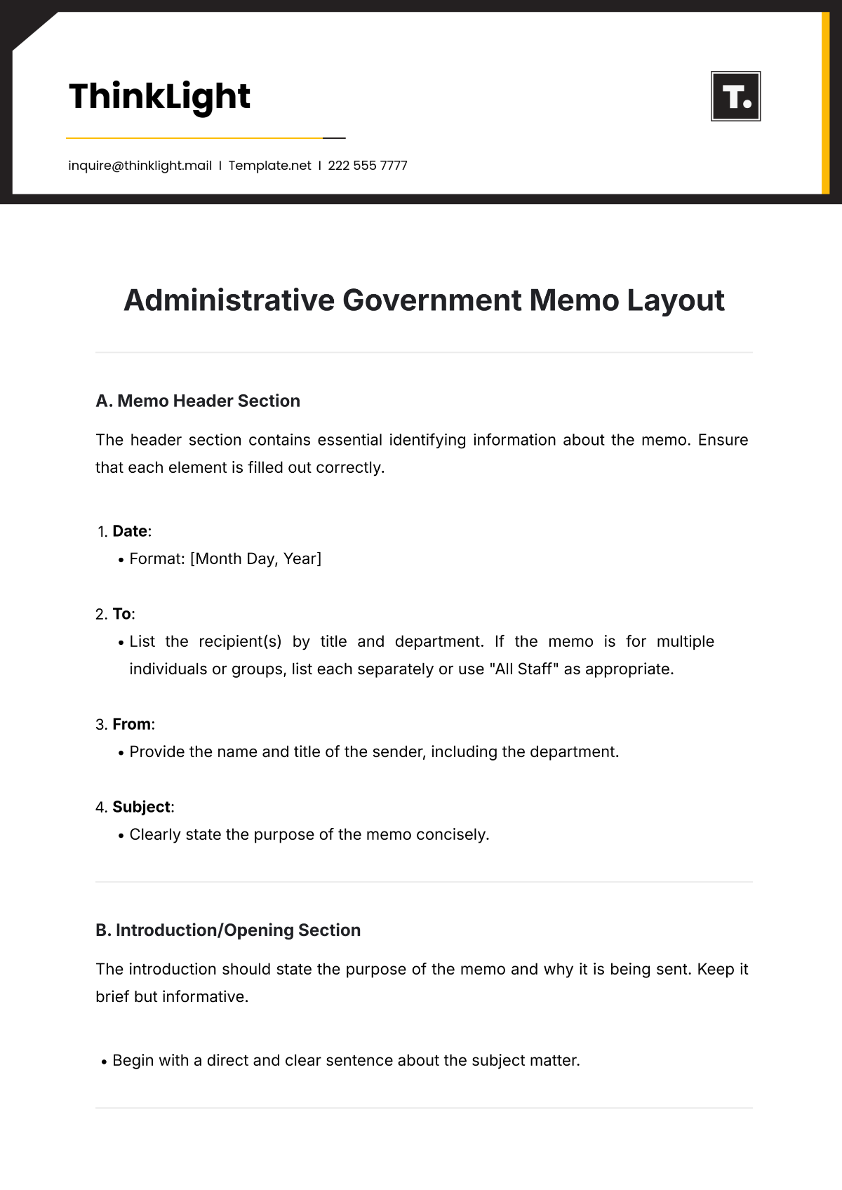 Administrative Government Memo Layout Template - Edit Online & Download