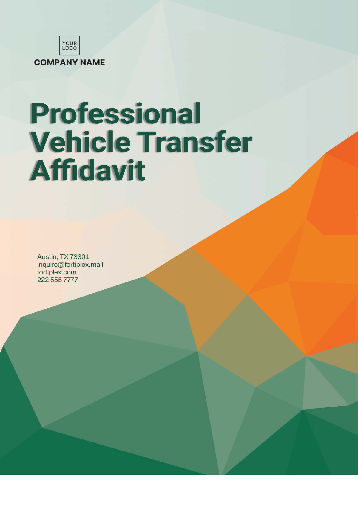 Free Professional Vehicle Transfer Affidavit Template