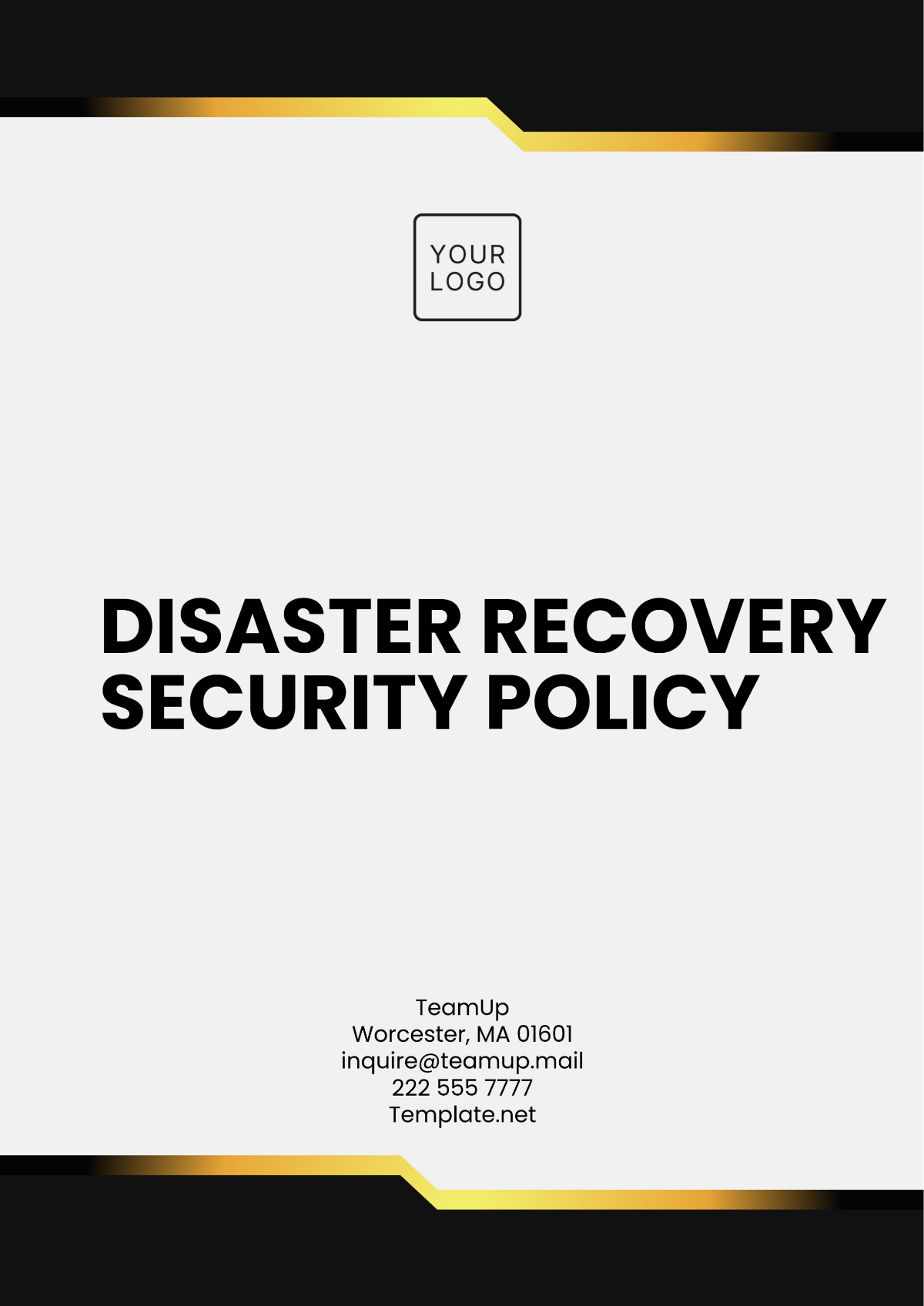 Disaster Recovery Security Policy Template - Edit Online & Download