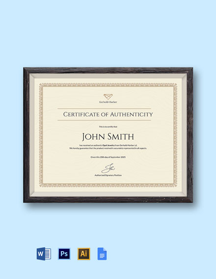 artwork certificate of authenticity template