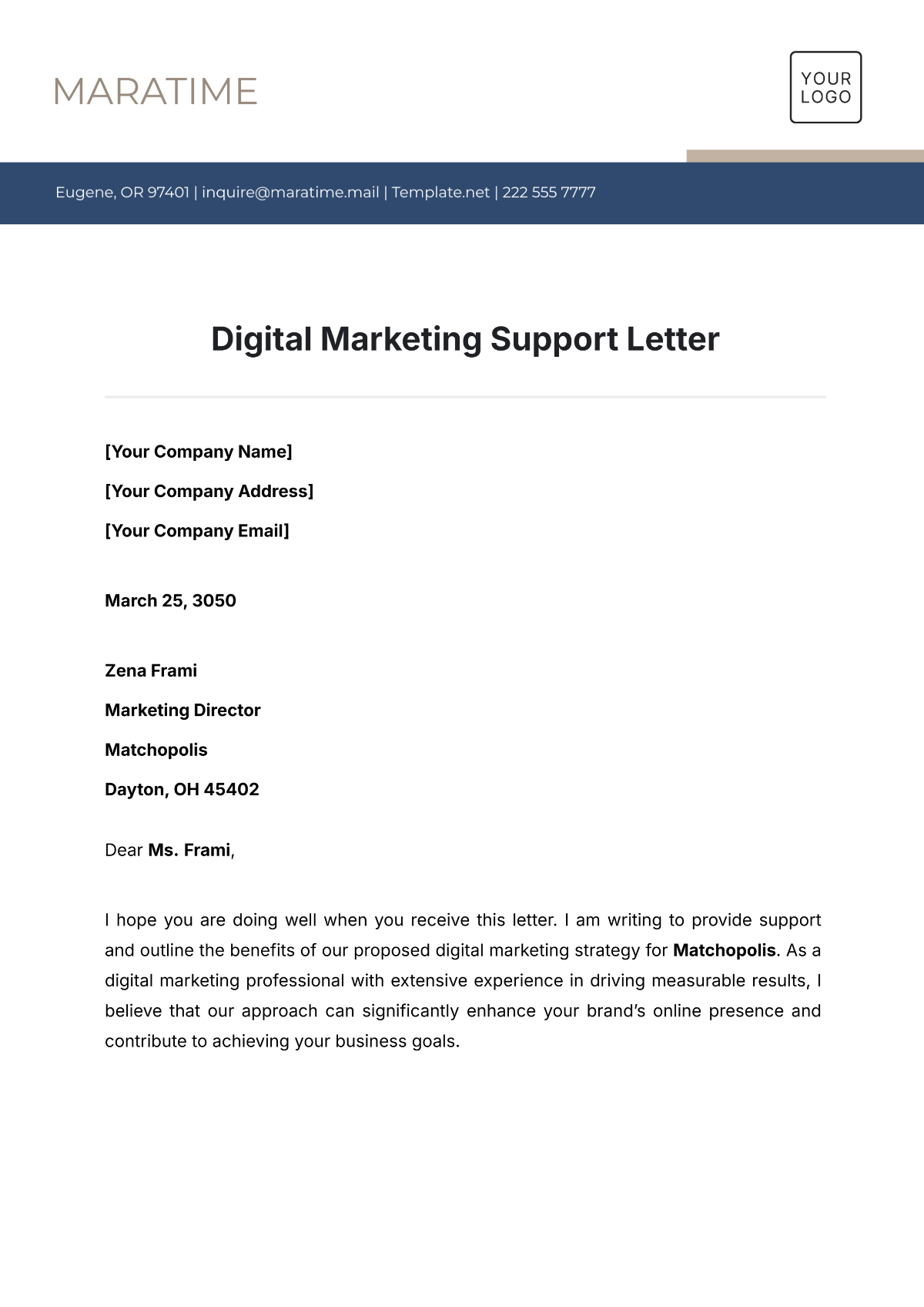 Free Digital Marketing Support Letter Template