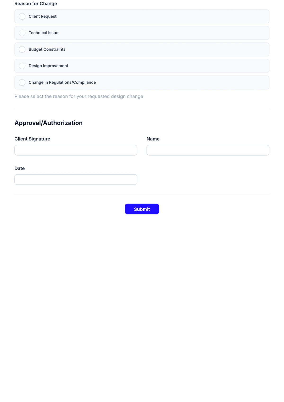 Free Design Change Request Form Template & AI Maker Free Design Change Request Form Template & AI Maker