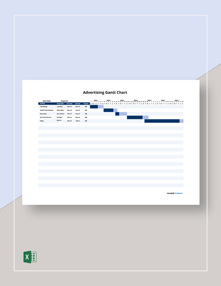 Free Sample Advertising Gantt Chart Template - Excel | Template.net