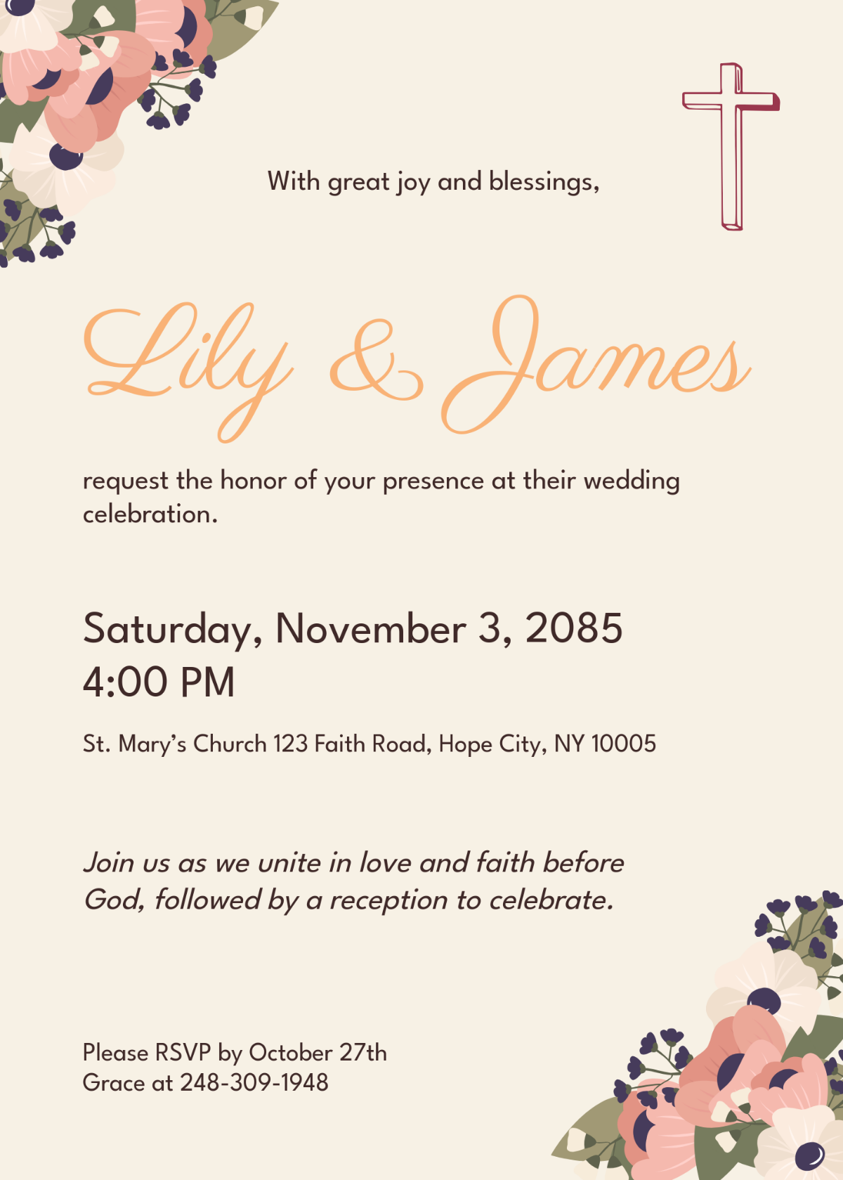 Free Christian Wedding Invitation Template - Edit Online & Download