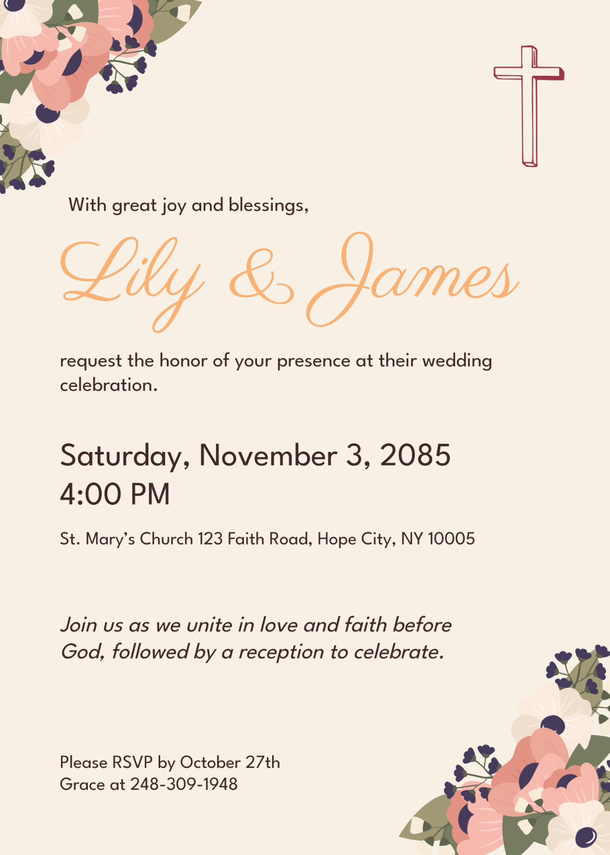 Free Christian Wedding Invitation Template - Edit Online & Download | Template.net