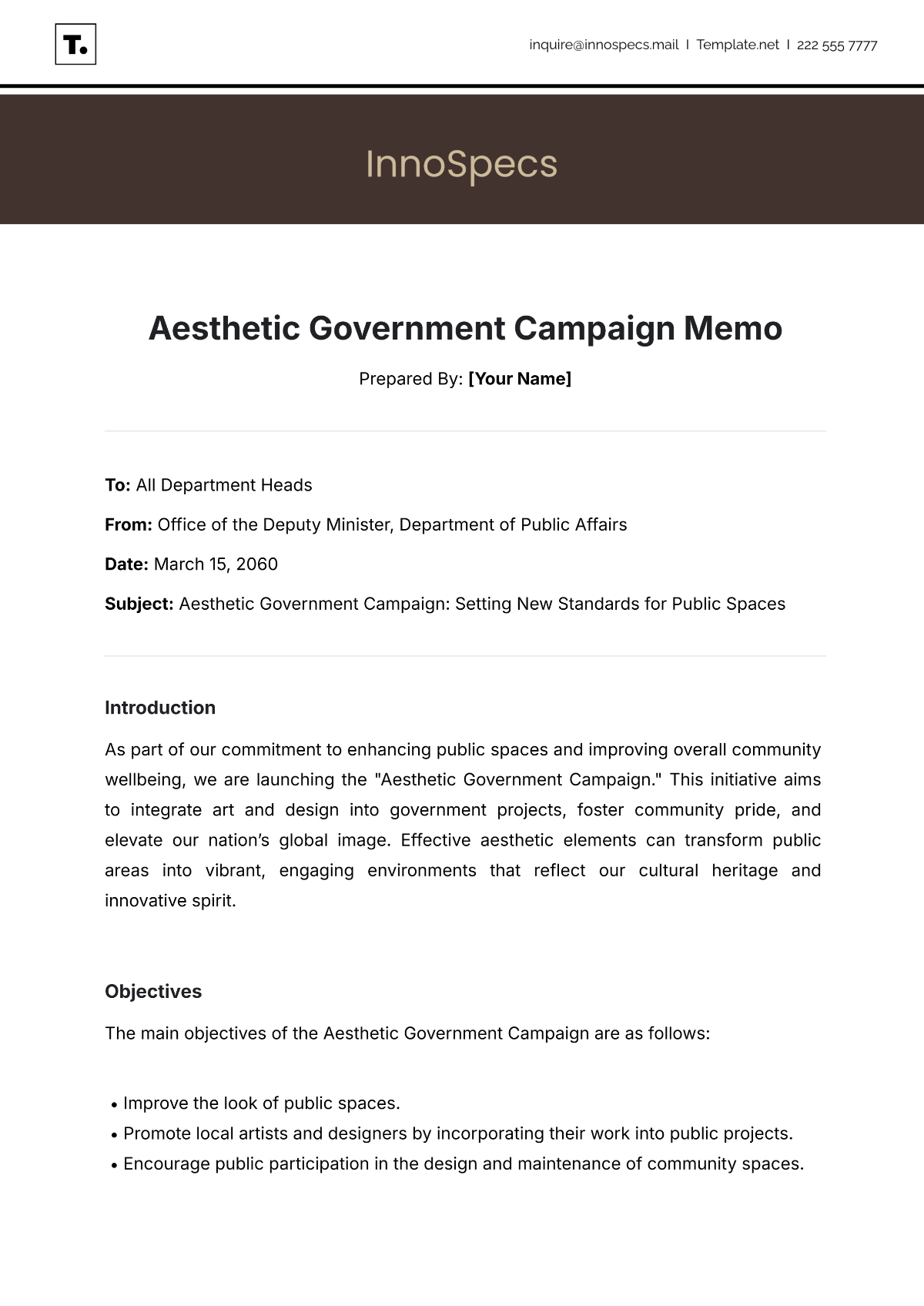 Aesthetic Government Campaign Memo Template - Edit Online & Download