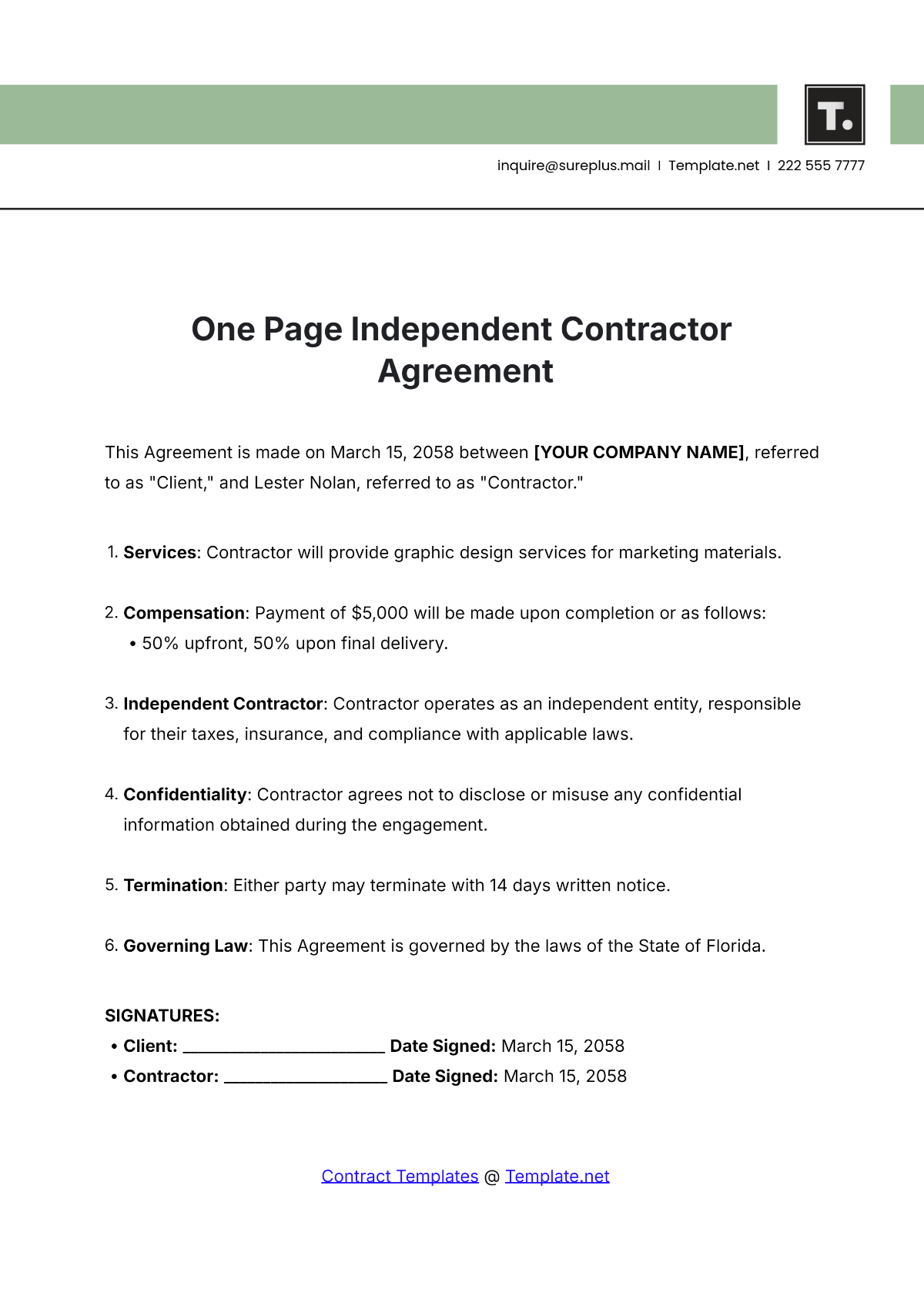 Free Contractor Contract Templates Editable And Printable Free Contractor Contract Templates Editable And Printable