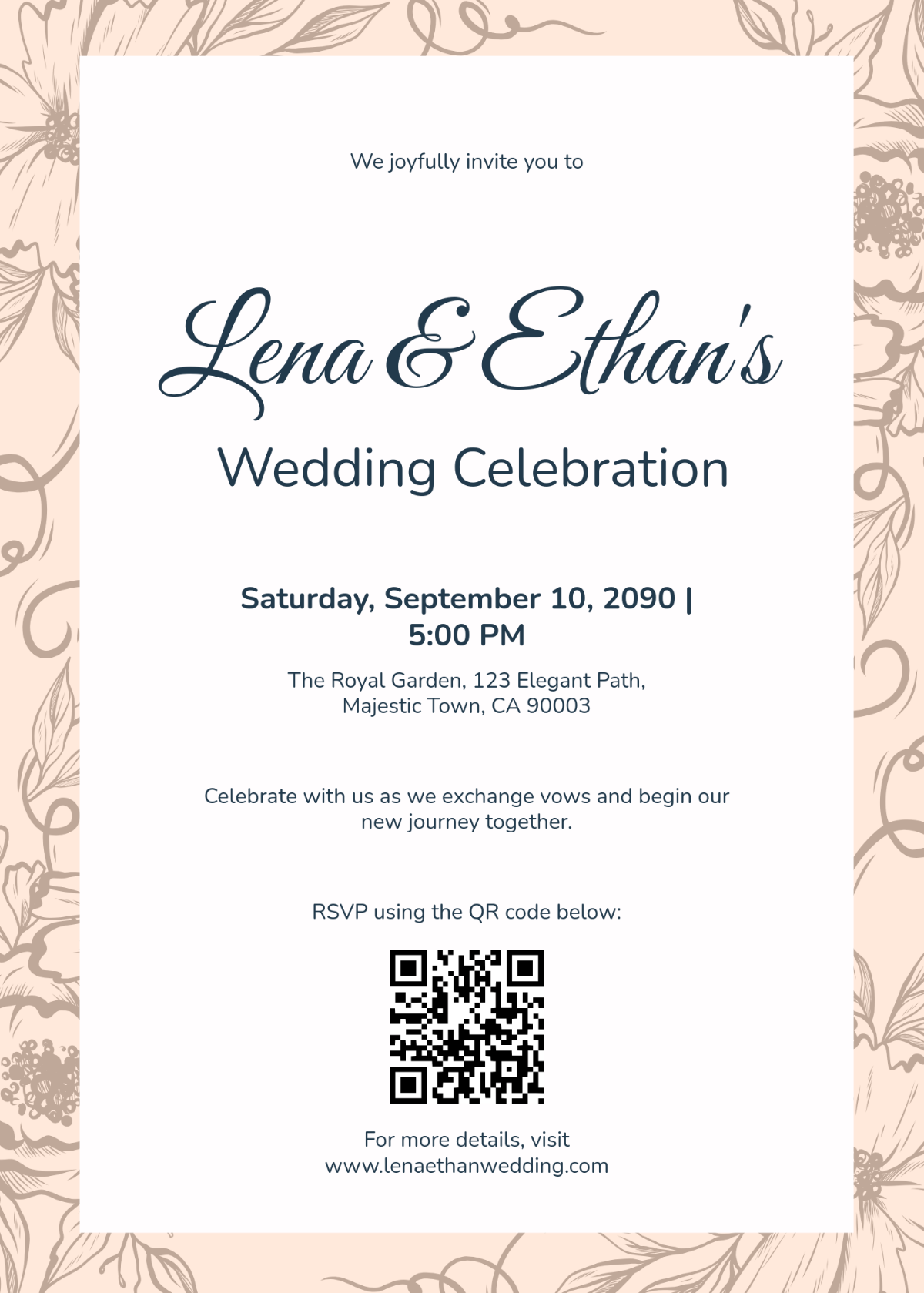 Free Wedding Invitation with QR Code Template - Edit Online & Download