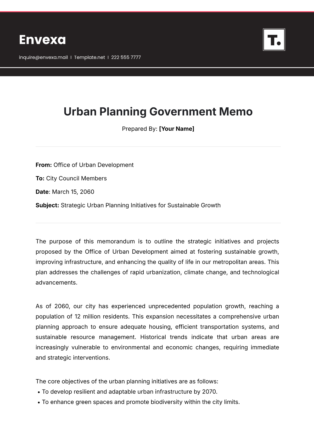 Urban Planning Government Memo Template - Edit Online & Download