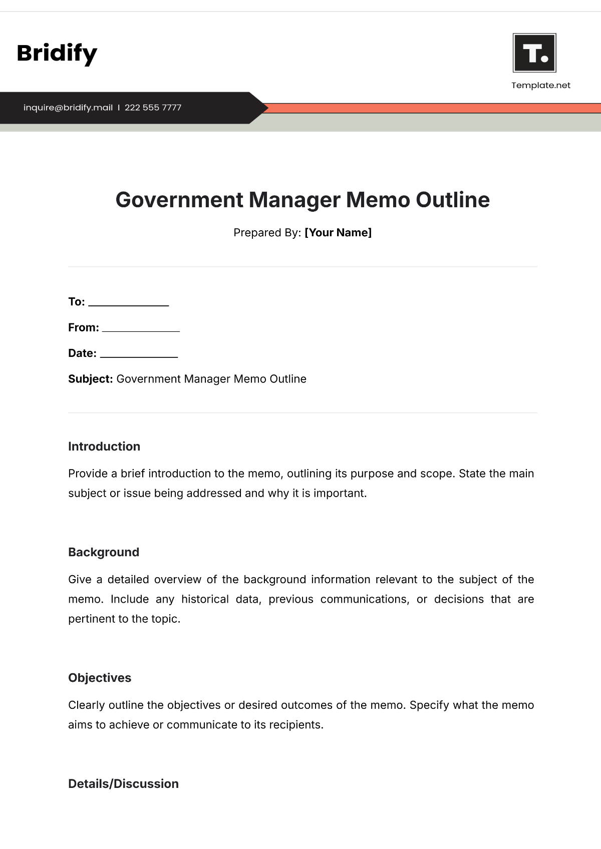 Government Manager Memo Outline Template - Edit Online & Download