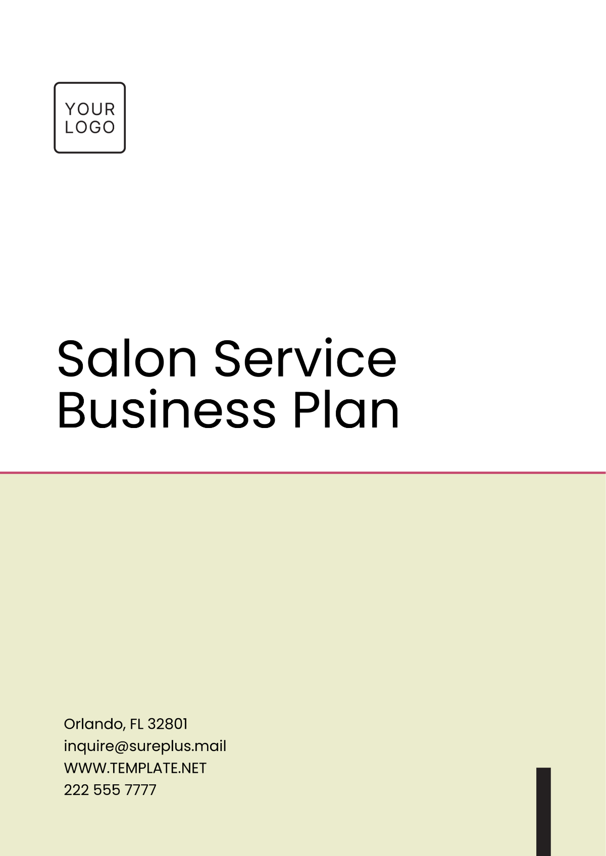 Salon Service Business Plan Template - Edit Online & Download