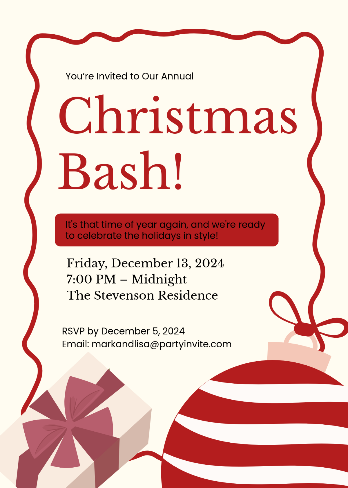 Free Christmas Party Invite Template - Edit Online & Download