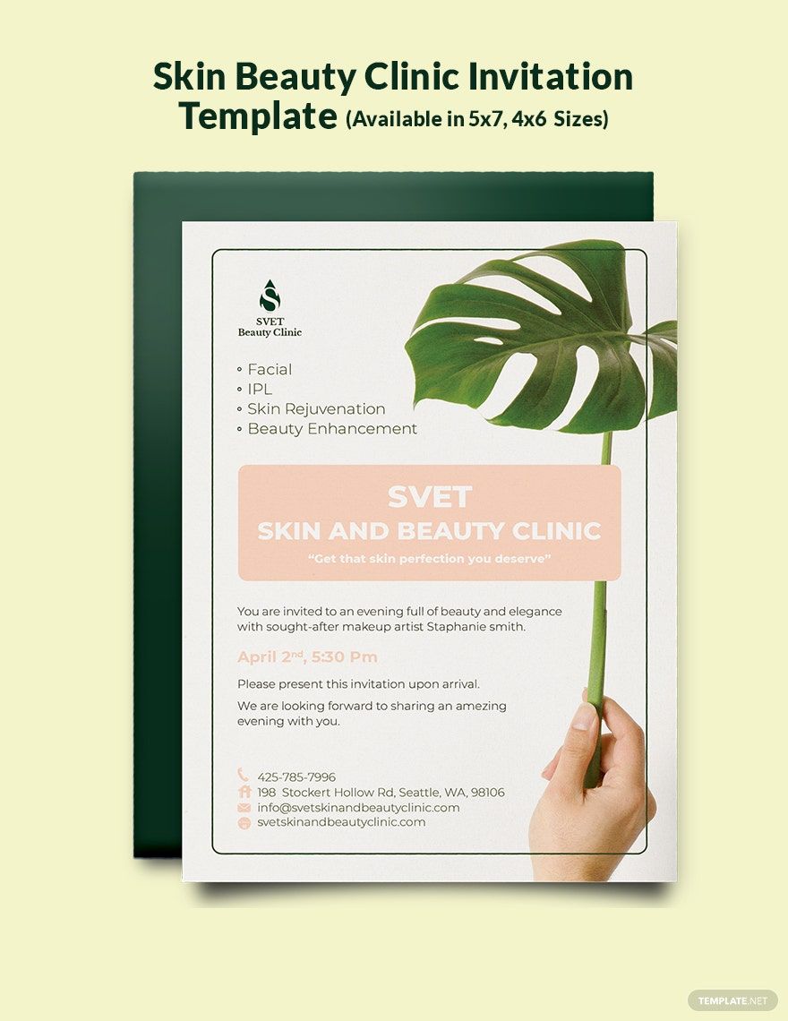 Free Skin Beauty Clinic Invitation Template