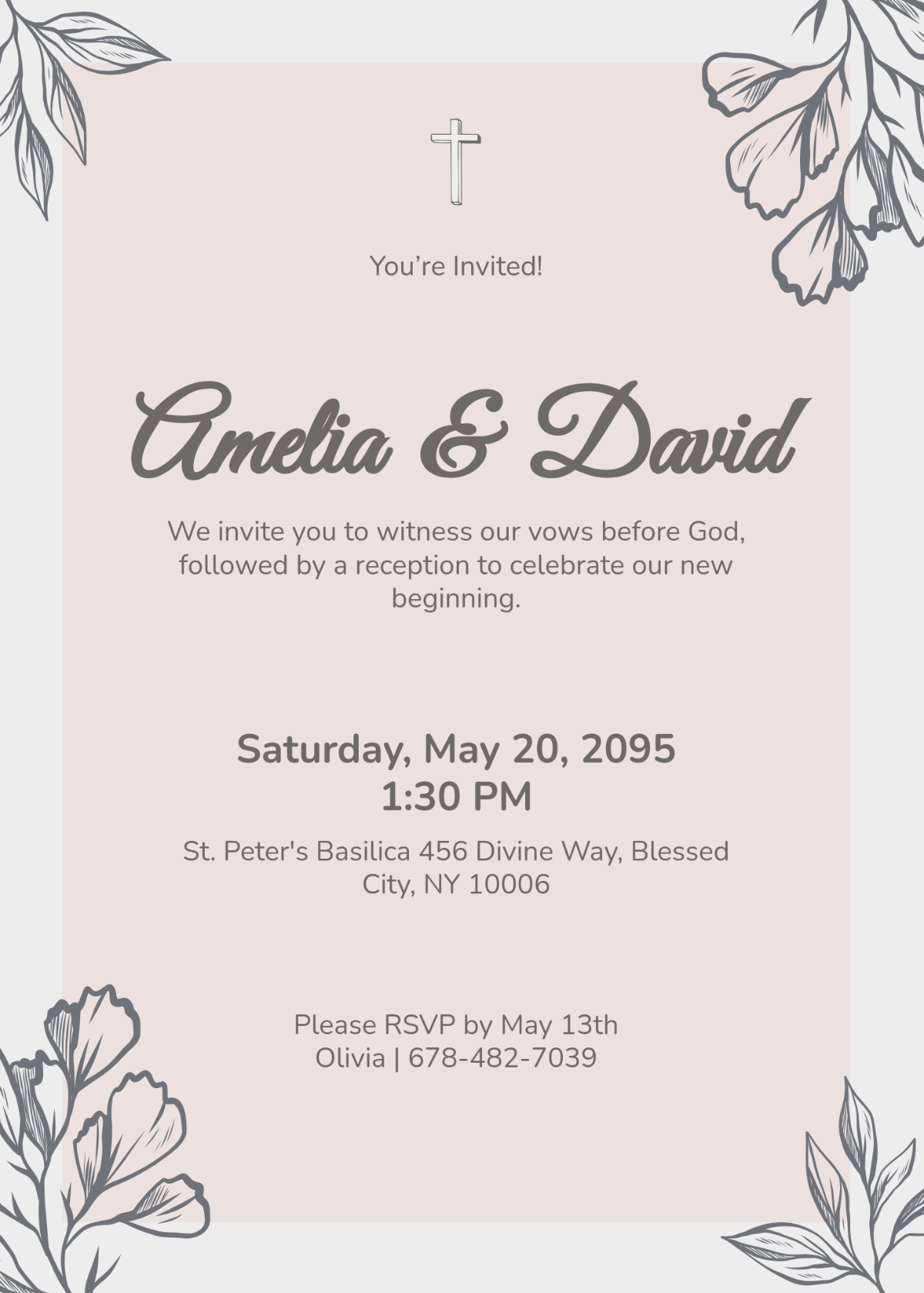 Free Catholic Wedding Invitation Template - Edit Online & Download