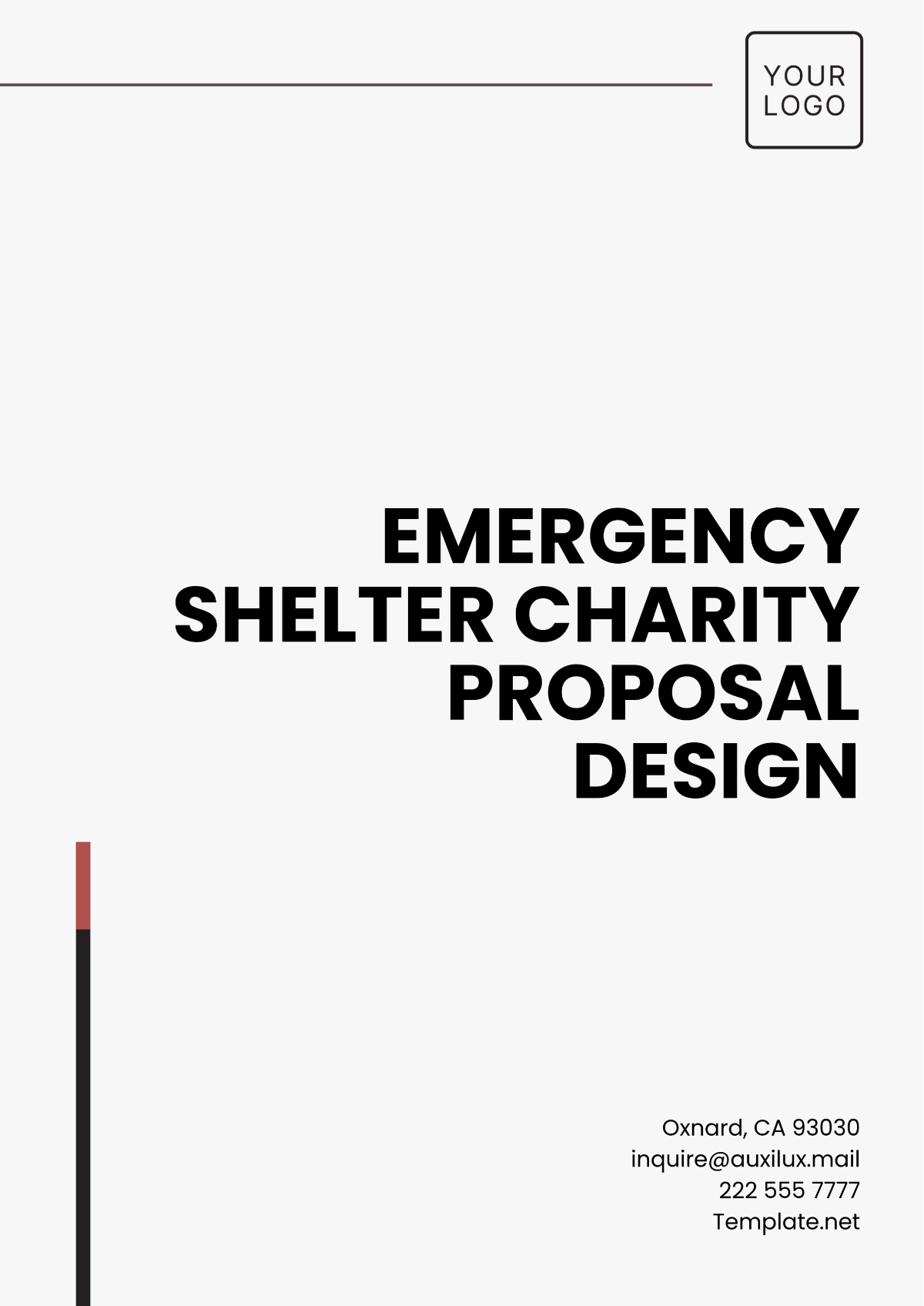 Emergency Shelter Charity Proposal Design Template - Edit Online & Download