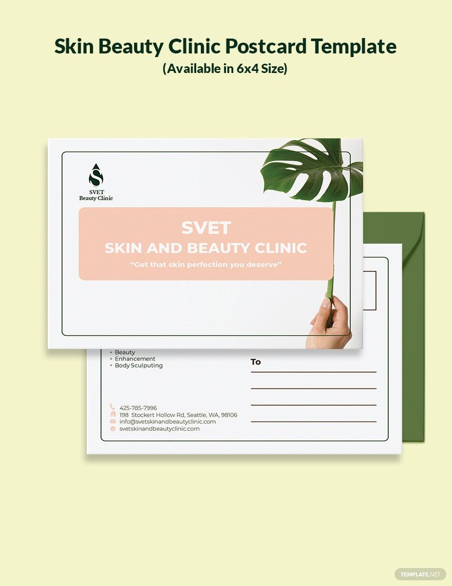 Free Skin Beauty Clinic Postcard Template