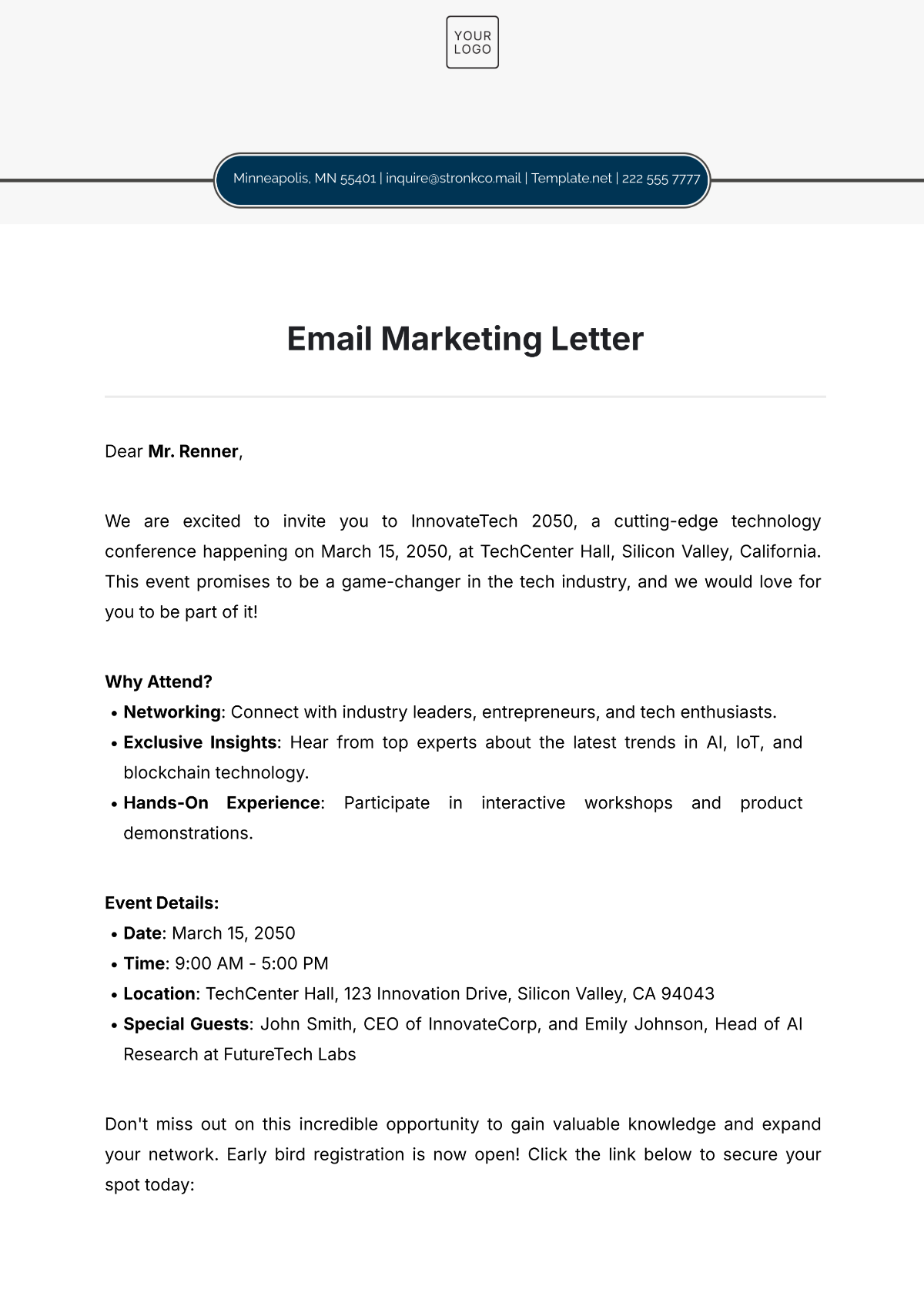 Free Email Marketing Letter Template