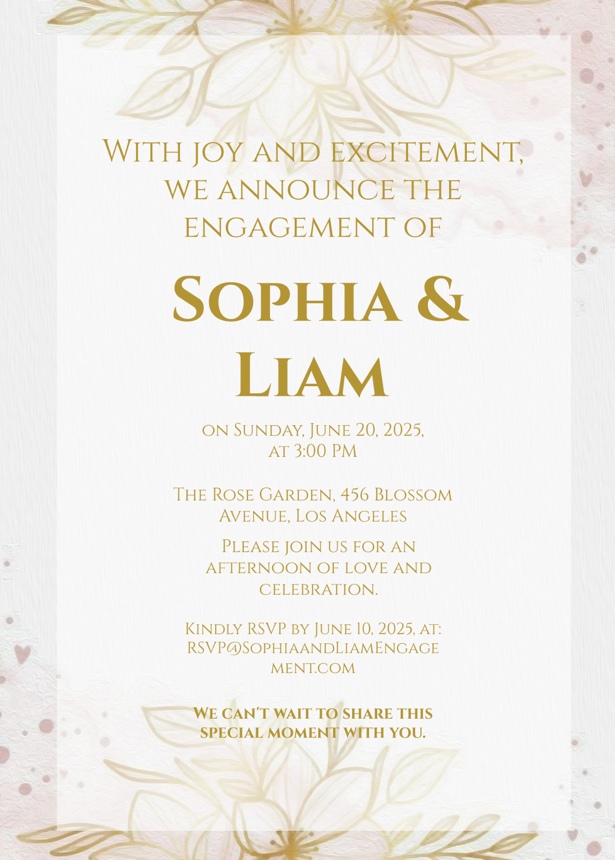 Blush Engagement Invitation Template - Edit Online & Download