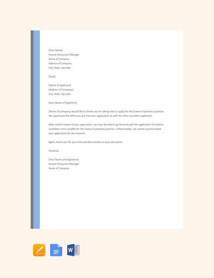 FREE Formal Rejection Letter Template in Google Docs, Word | Template.net