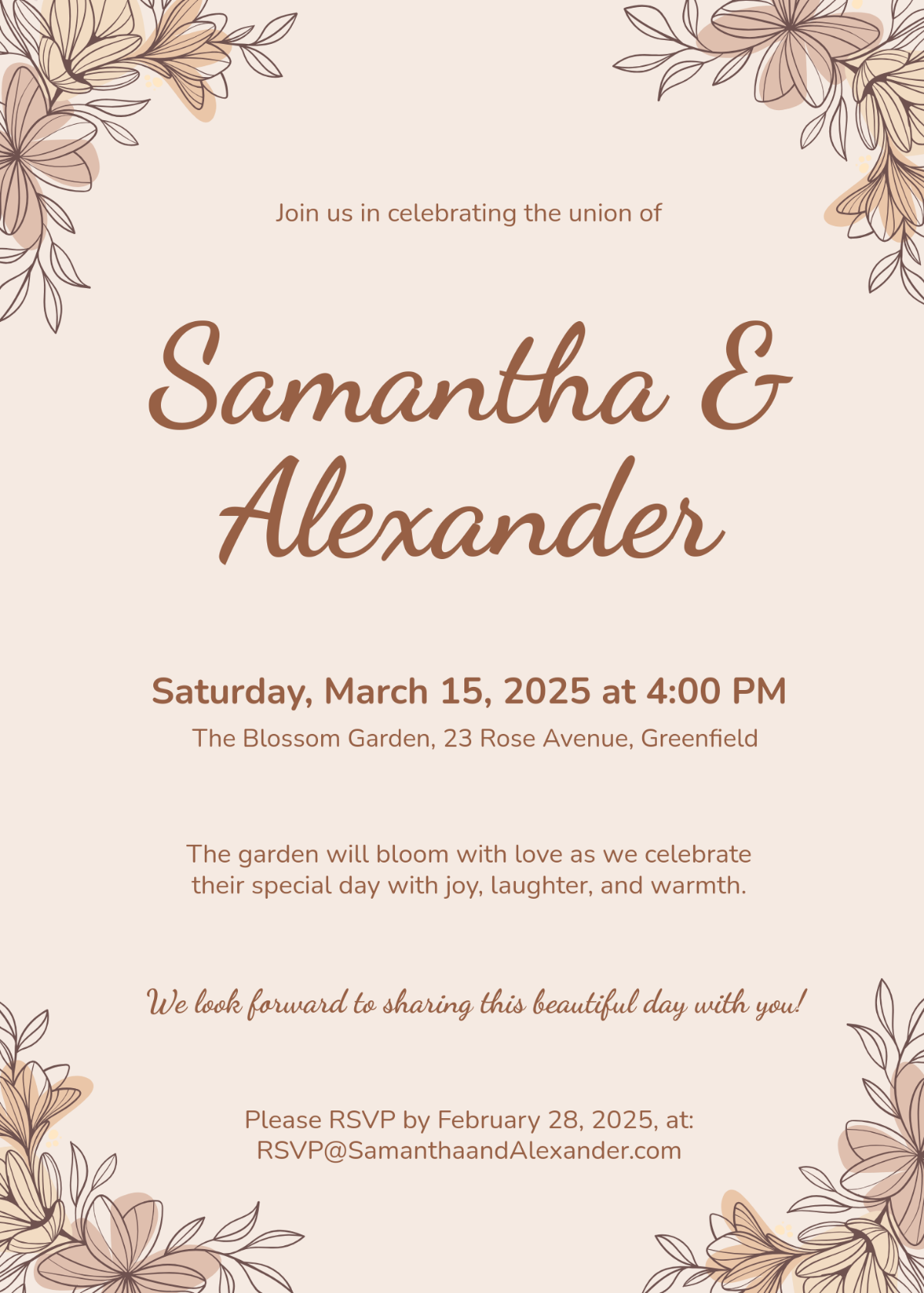 Free Floral Wedding Invitation Template - Edit Online & Download