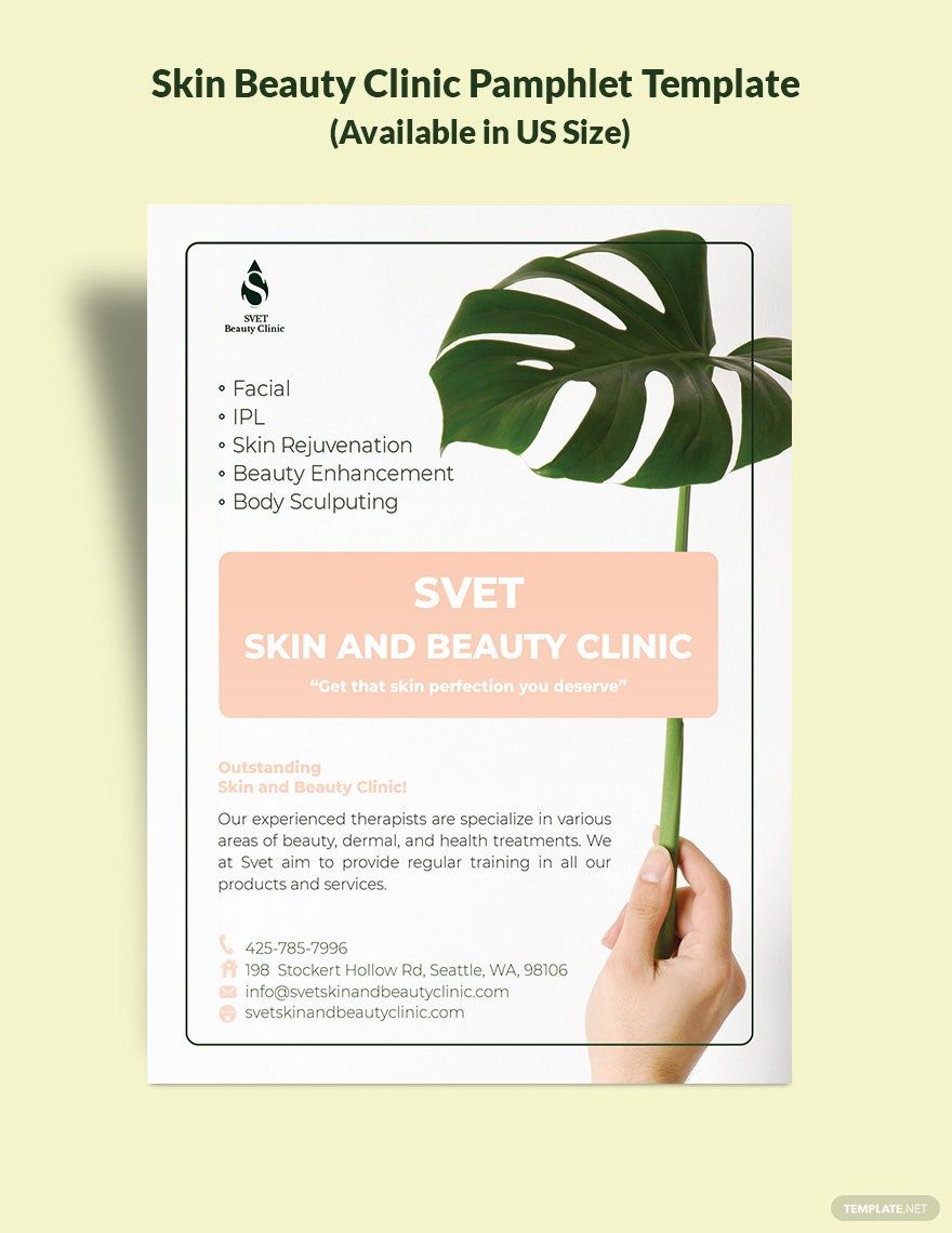 Skin Beauty Clinic Pamphlet Template