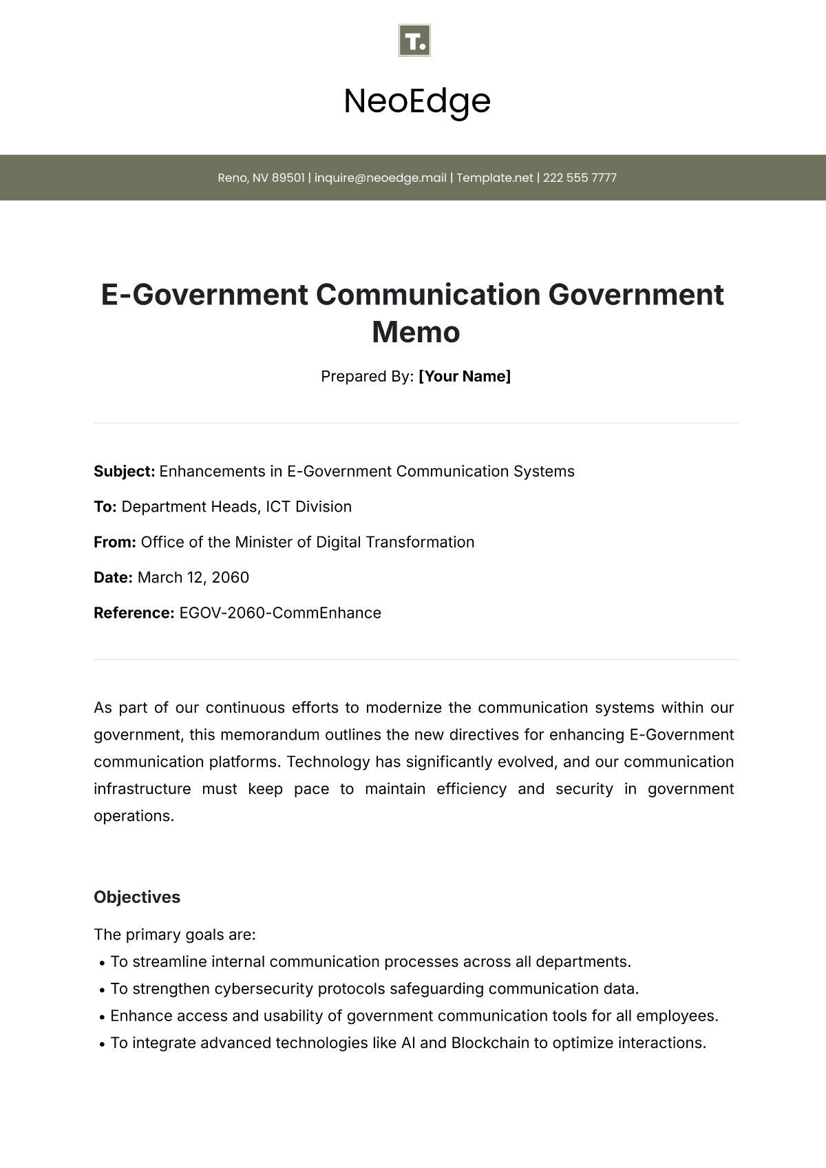 Free Government Memo Templates to Edit Online and Print