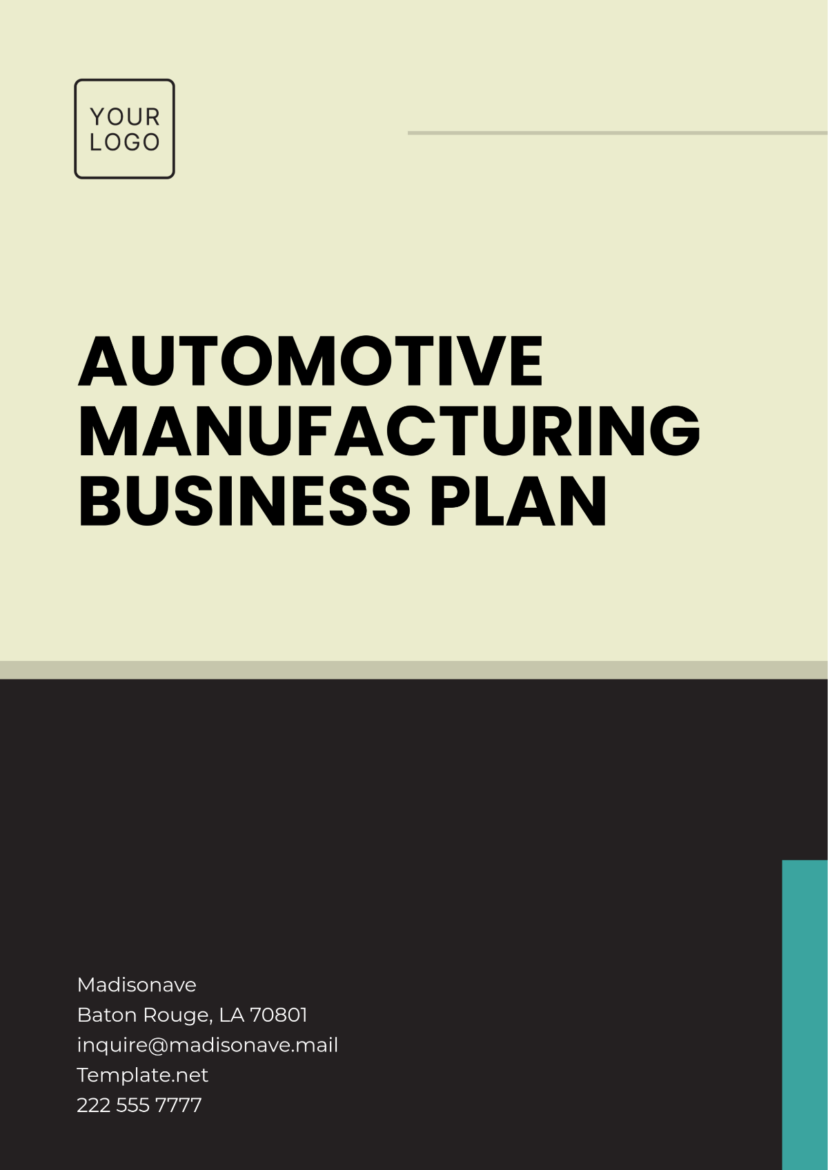 Automotive Manufacturing Business Plan Template - Edit Online & Download