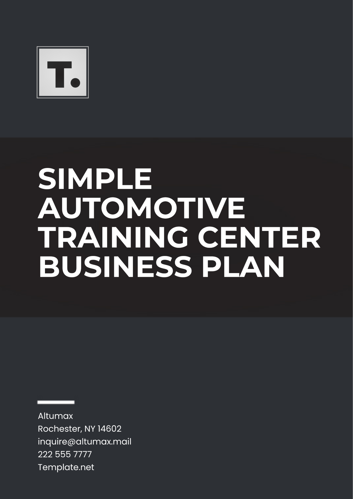 Simple Automotive Training Center Business Plan Template - Edit Online & Download