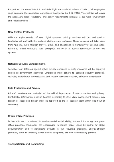 Free Directive Memo for Government  Employees Template to Edit Online