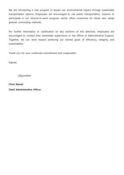 Free Directive Memo for Government  Employees Template to Edit Online